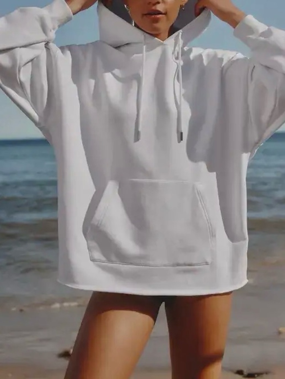 Athleta Terry Oversized Hoodie Sweatshirt  in Bright White | L | GUC